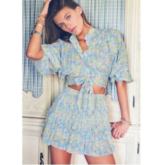 LoveShackFancy Triste Crop Top & skirt set in Rainbow Crop Blouse - Picture 1 of 7